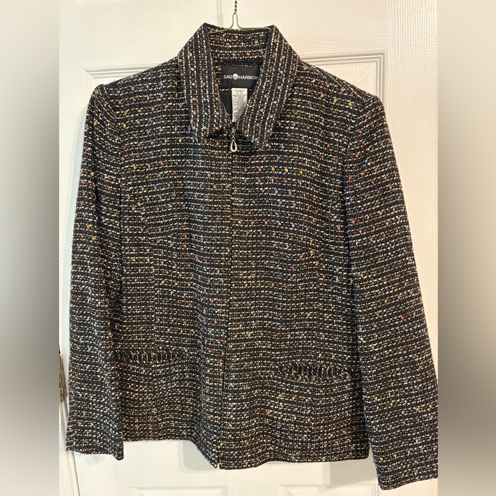 Sag Harbor Black Multicolor Tweed Blazer